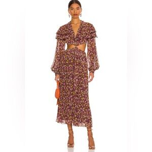 Ronny Kobo Collection Floral Cutout Dress - Purple and Yellow